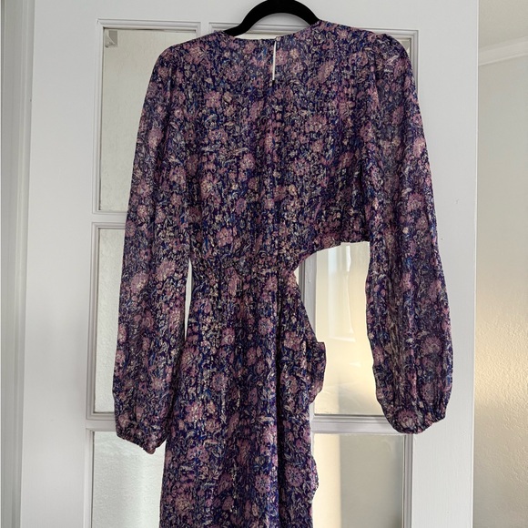 Maje Roletex Floral Long Sleeve Satin Cutout Minidress Size 36/4 - Picture 9 of 10
